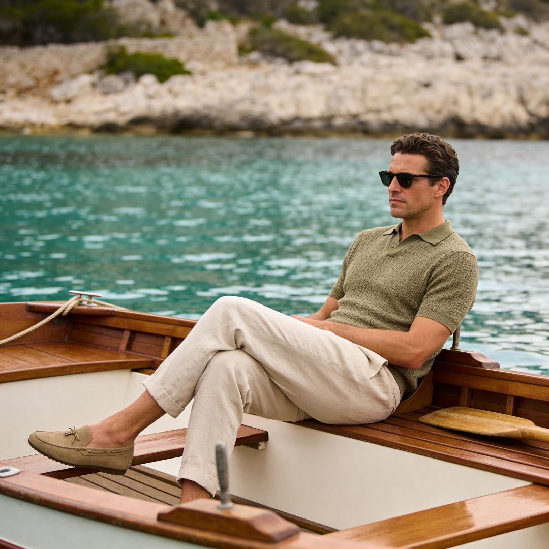 Men's Linen Tailored Flat Front Trousers Summer