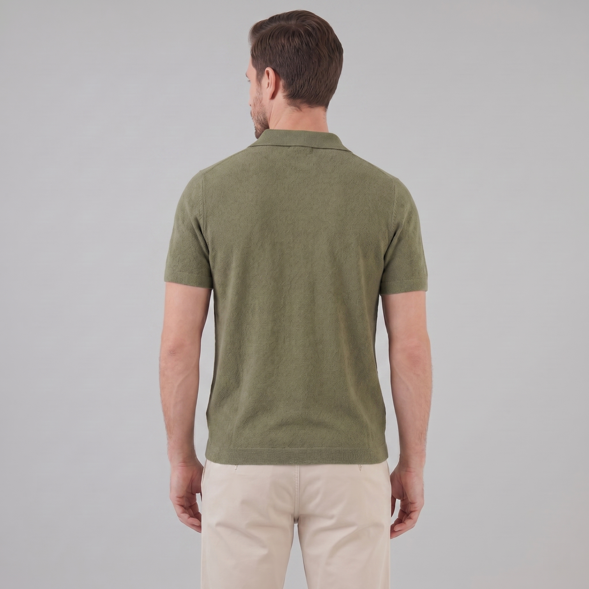 Men's V-Neck Knit Polo Shirt Short Sleeve Summer