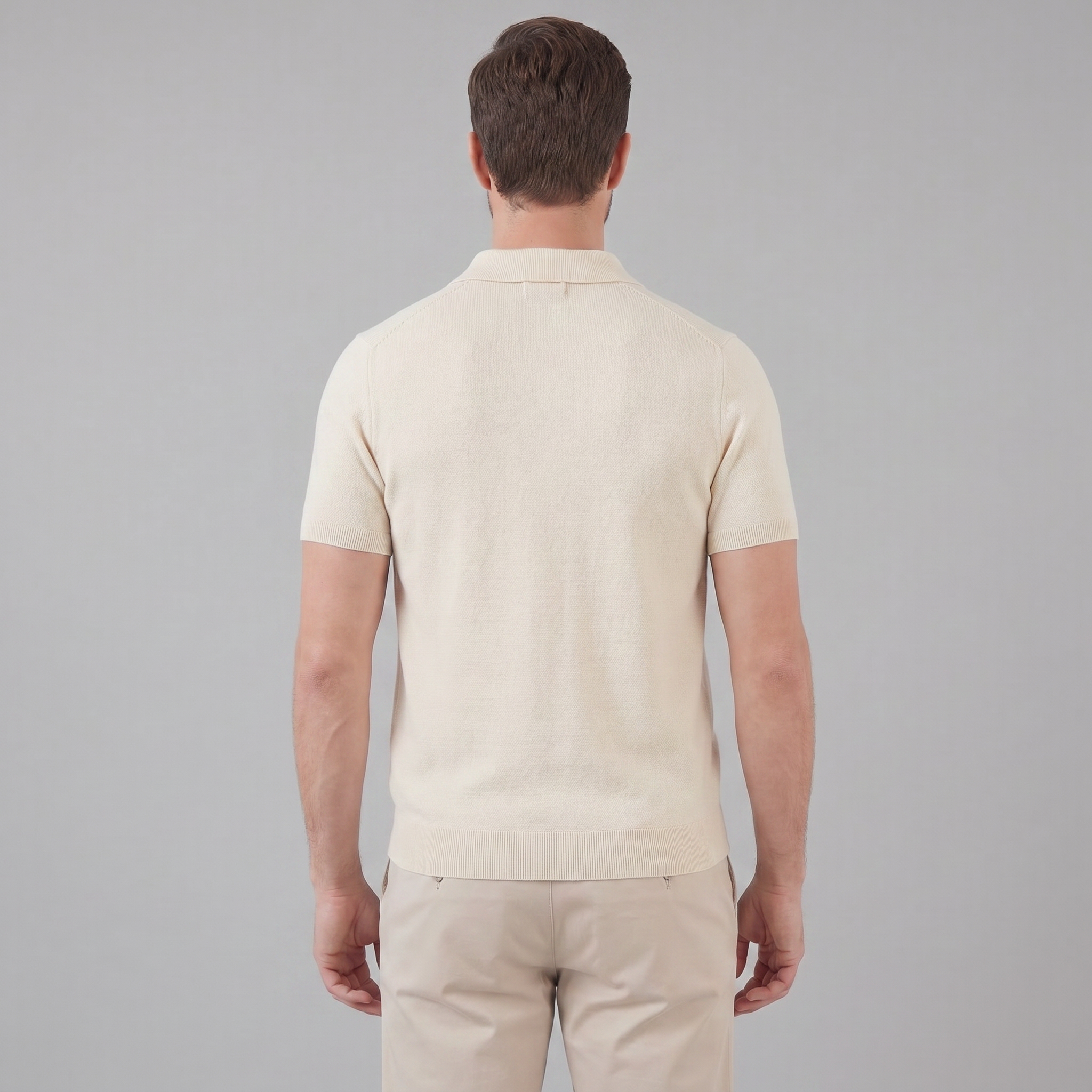 Men's V-Neck Knit Polo Shirt Short Sleeve Summer