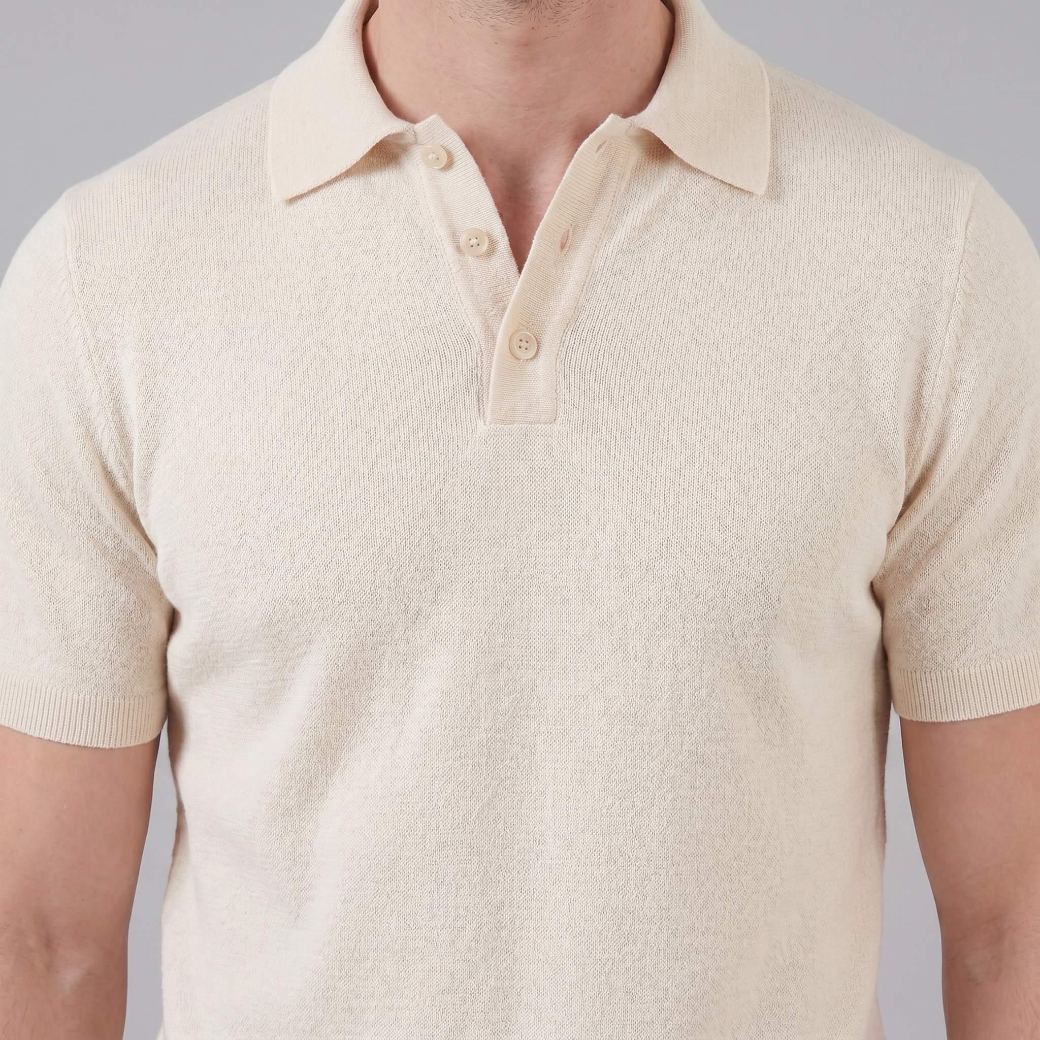 Men's V-Neck Knit Polo Shirt Short Sleeve Summer