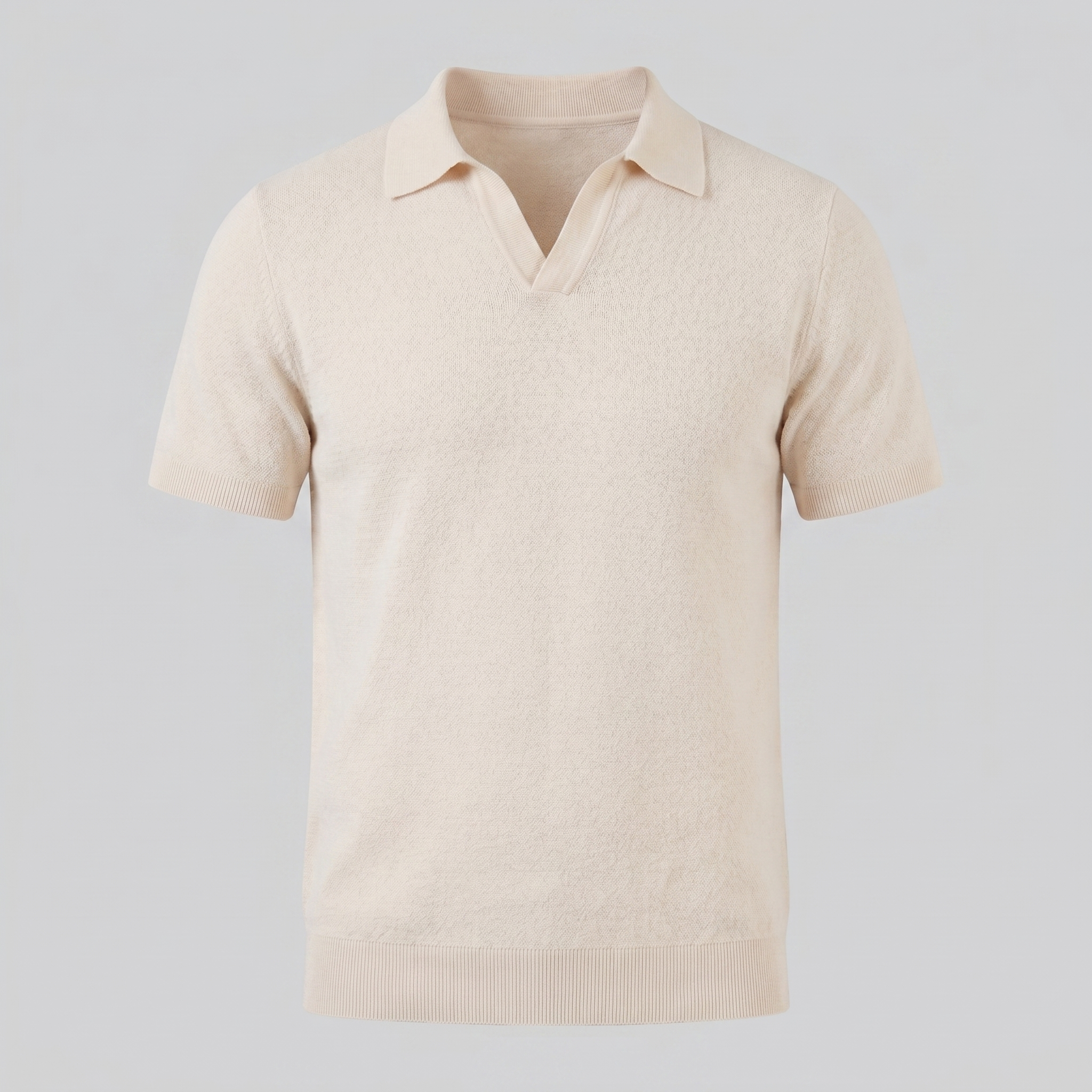 Men's V-Neck Knit Polo Shirt Short Sleeve Summer