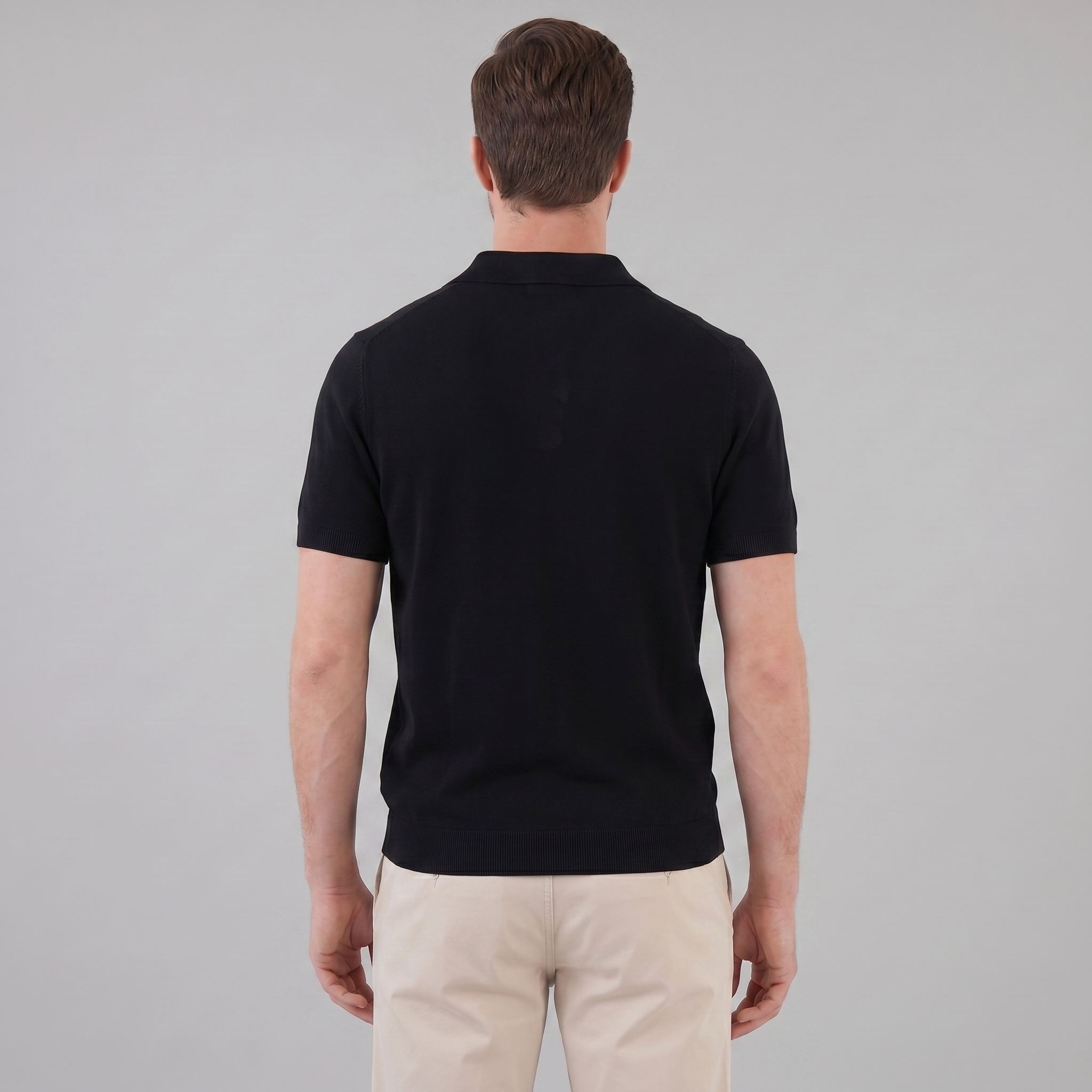 Men's V-Neck Knit Polo Shirt Short Sleeve Summer