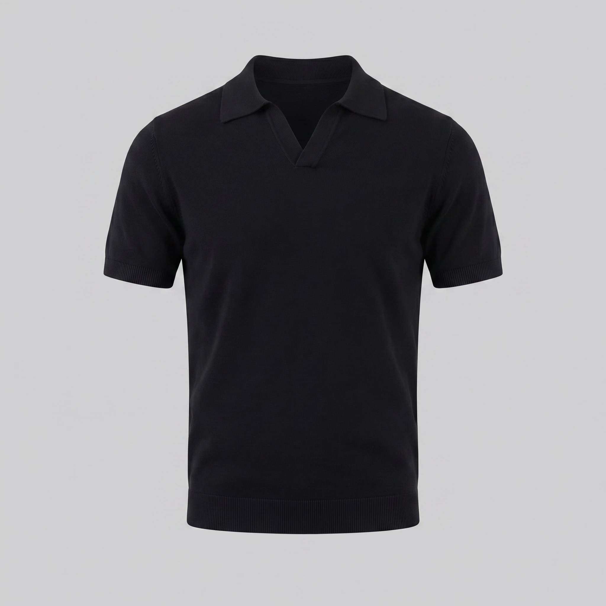 Men's V-Neck Knit Polo Shirt Short Sleeve Summer
