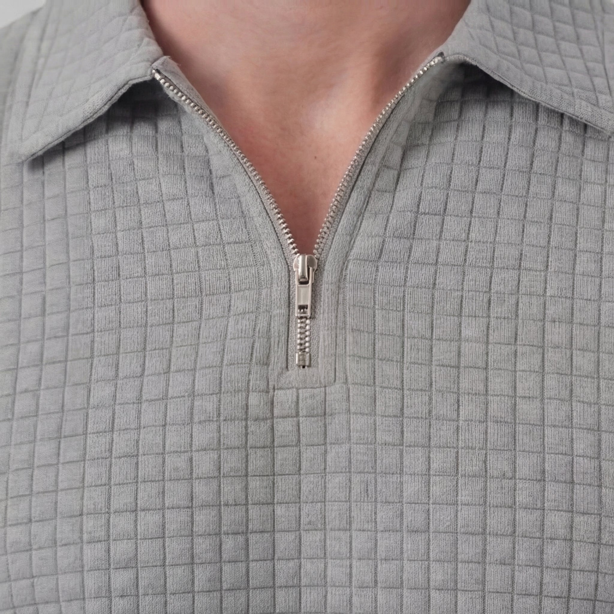 Men's Waffle Texture Zip Polo Shirt Shorts Co-ord Set Summer