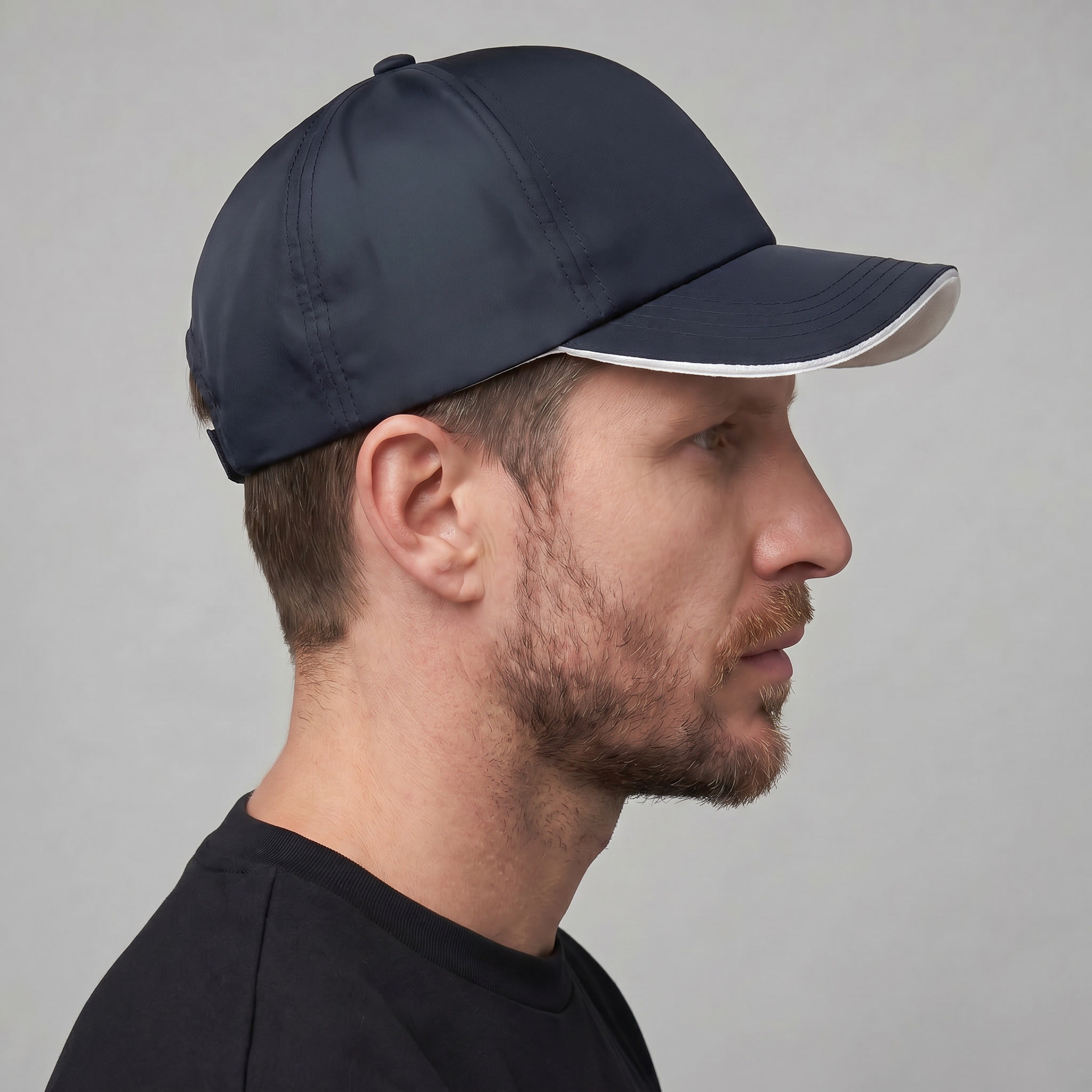 Men's Two Tone Baseball Cap Contrast Trim Adjustable