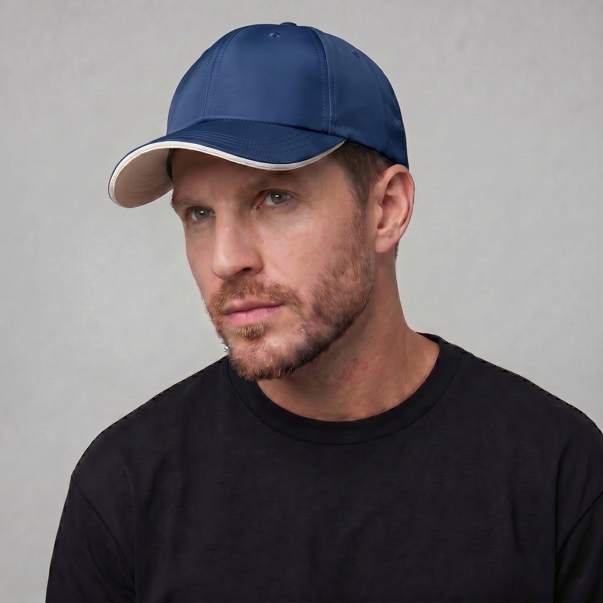 Men's Two Tone Baseball Cap Contrast Trim Adjustable