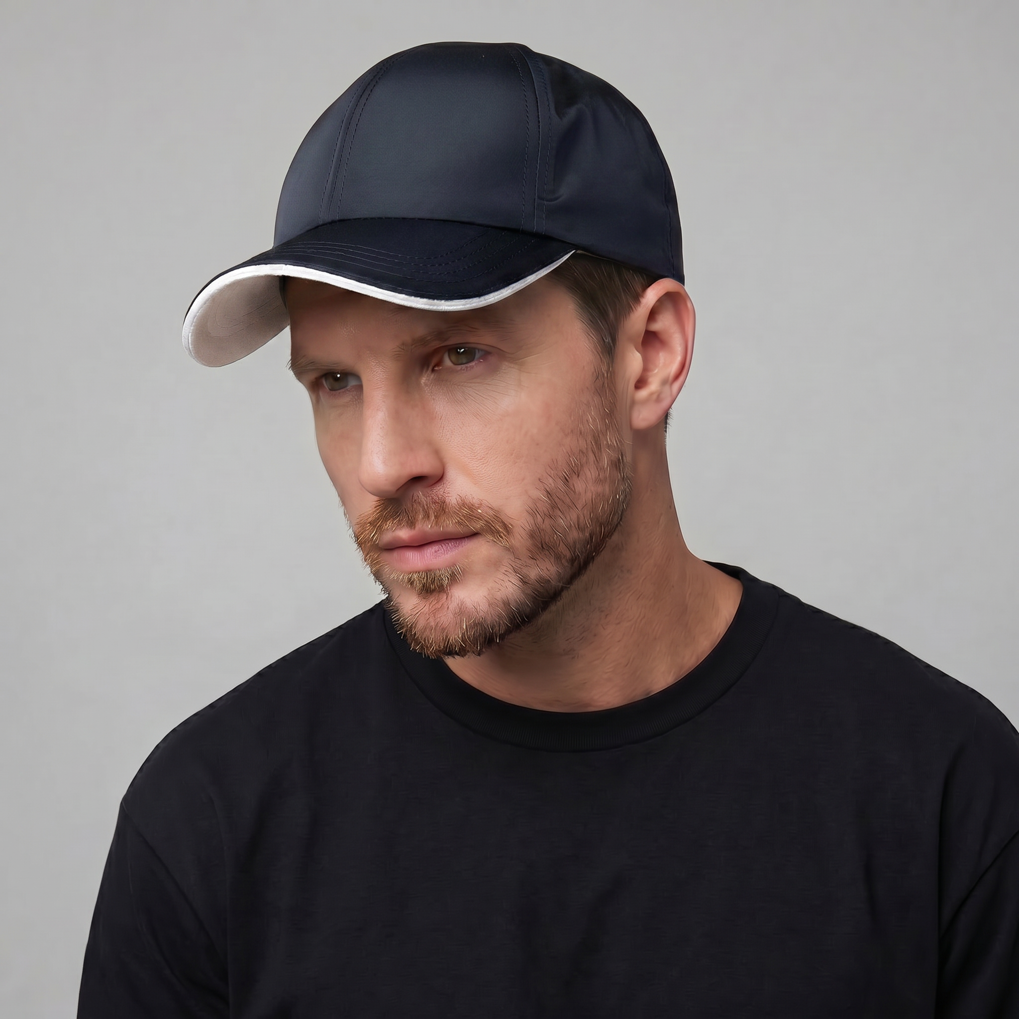 Men's Two Tone Baseball Cap Contrast Trim Adjustable