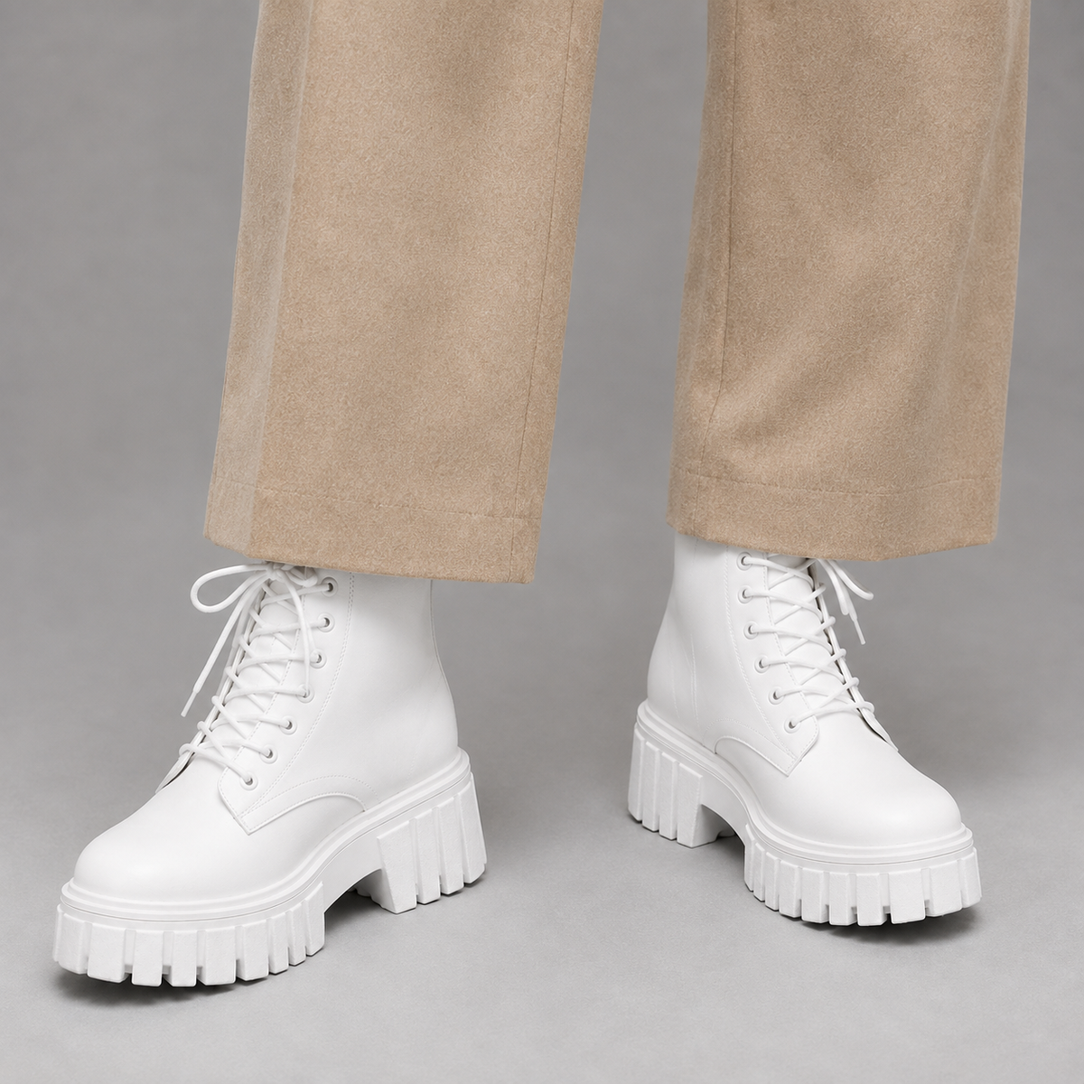 Women’s Chunky Leather Look Combat Boots