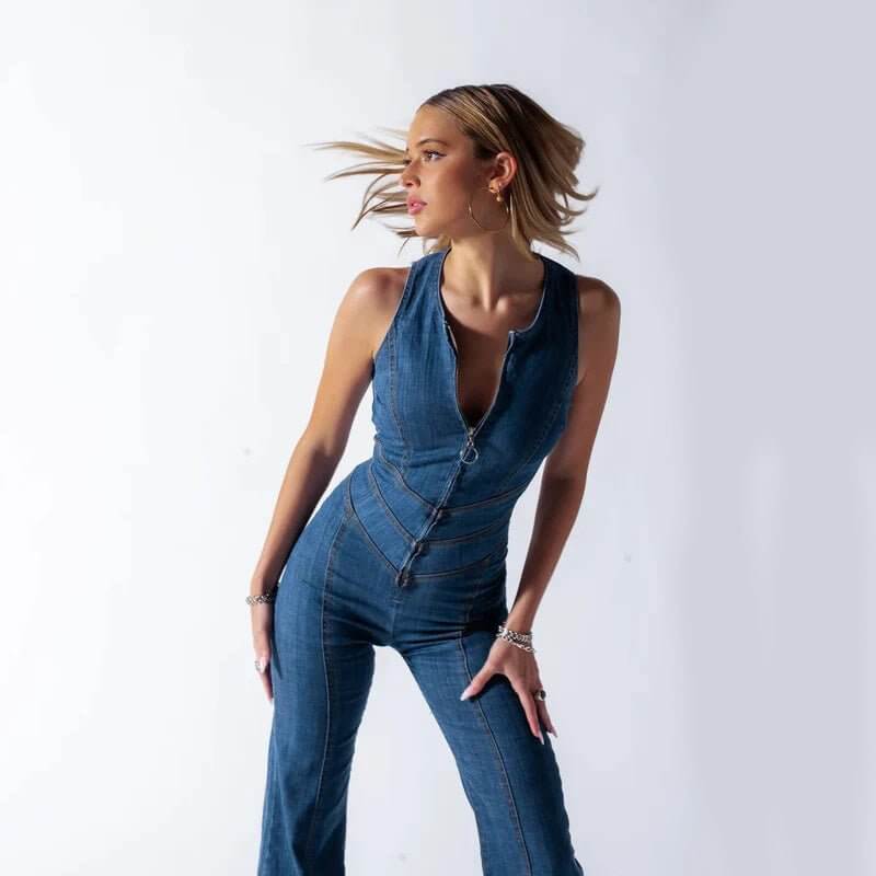 Amira - Trendy Denim Jumpsuit - Lena Muse