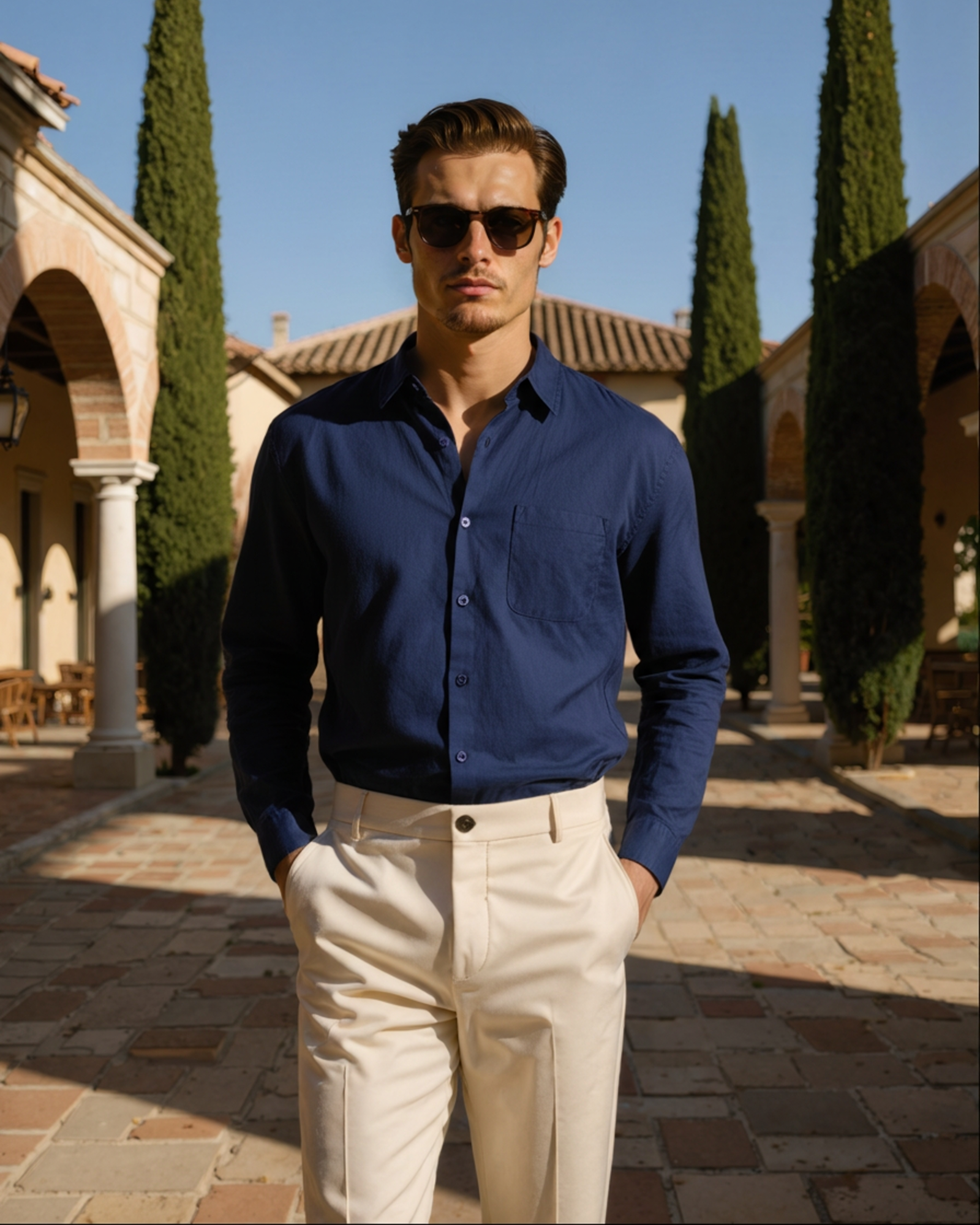 The Bellagio Men's Long Sleeve Linen Look Shirt