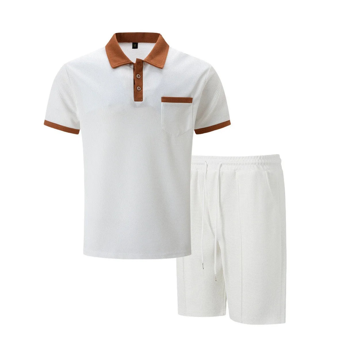 Men's Contrast Trim Polo Shirt Shorts Co-ord Set Summer