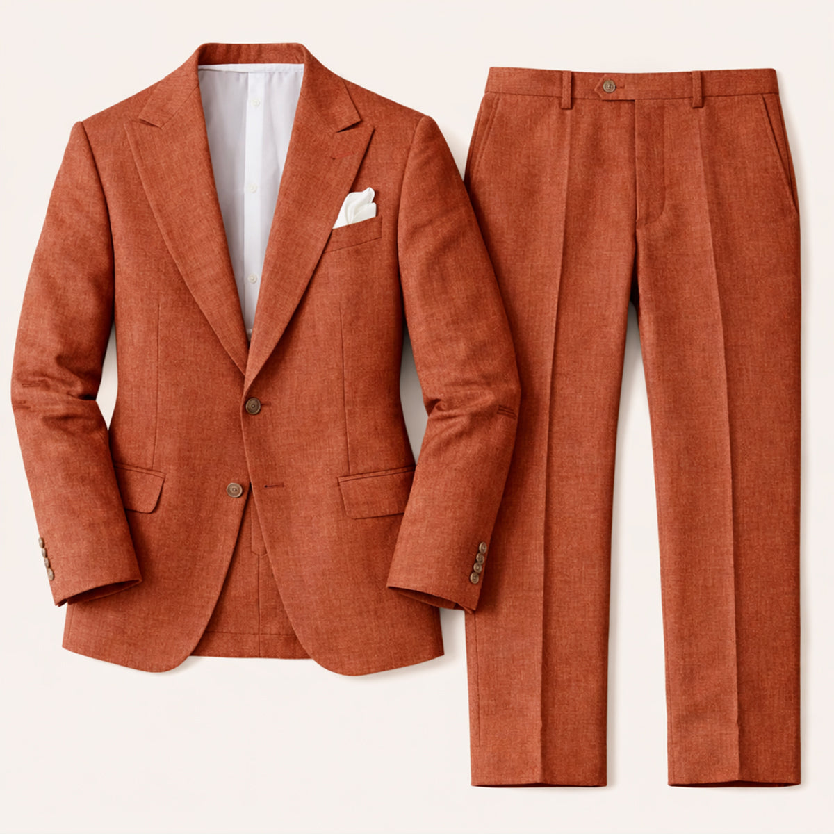 Men's Linen Notch Lapel Two Piece Blazer and Trouser Suit Set