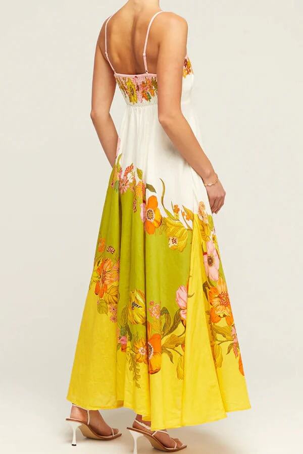 Rosa - Golden Bloom Floral Maxi Dress - Lena Muse