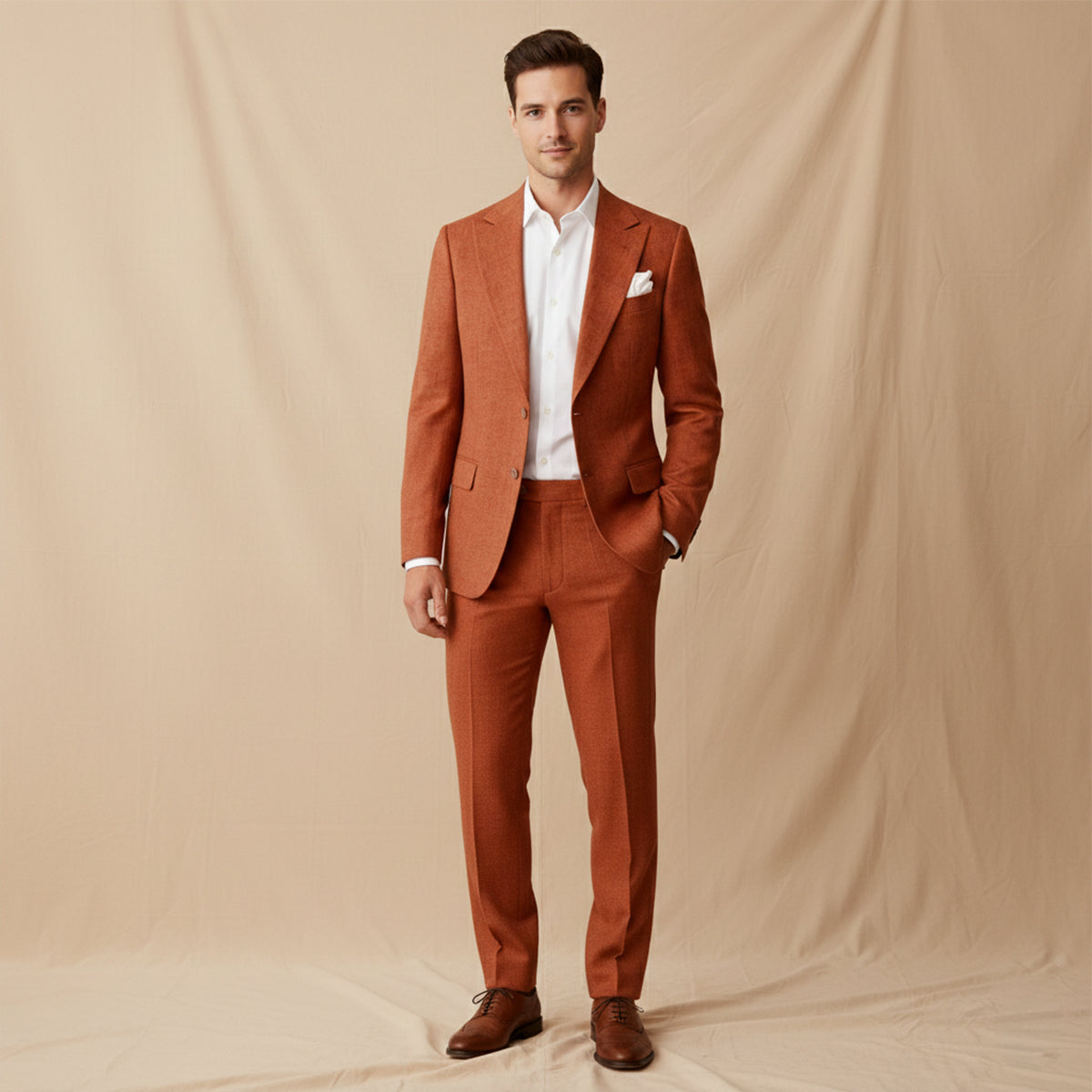 Men's Linen Notch Lapel Two Piece Blazer and Trouser Suit Set