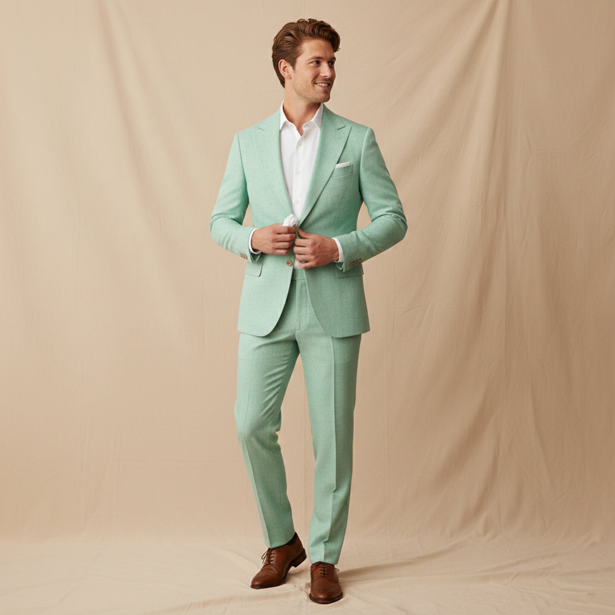 Men's Linen Notch Lapel Two Piece Blazer and Trouser Suit Set