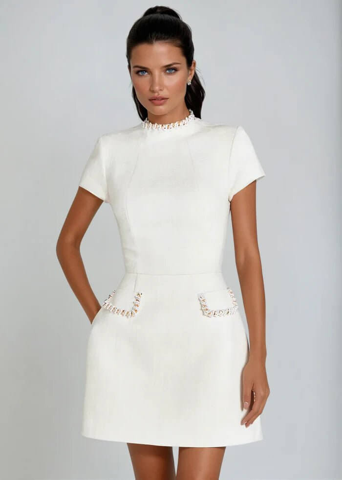 Serena - Chic Solid Mock Neck Mini - Lena Muse