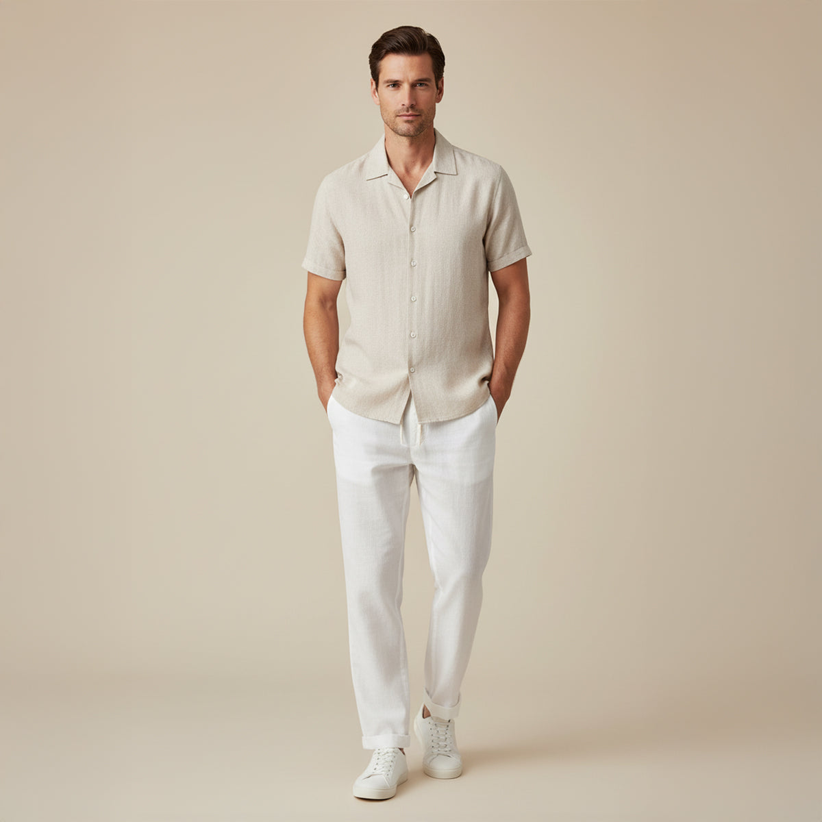Men's Short Sleeve Shirt Trousers Co-ord Set Summer