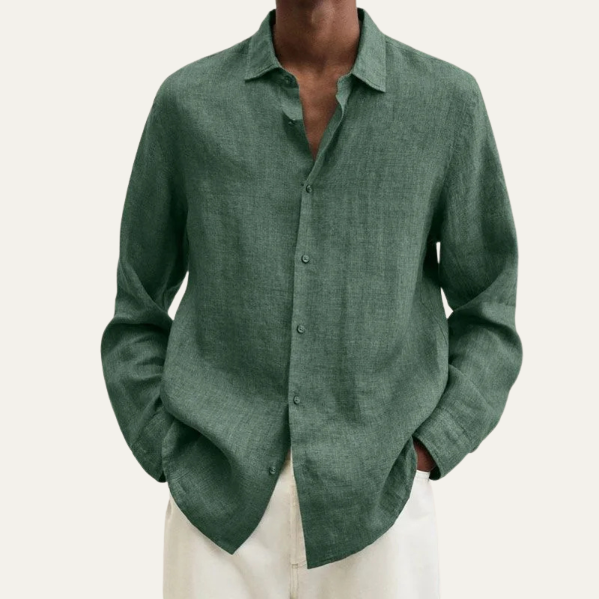 Men's Loose Fit Button Down Shirt Long Sleeve Summer