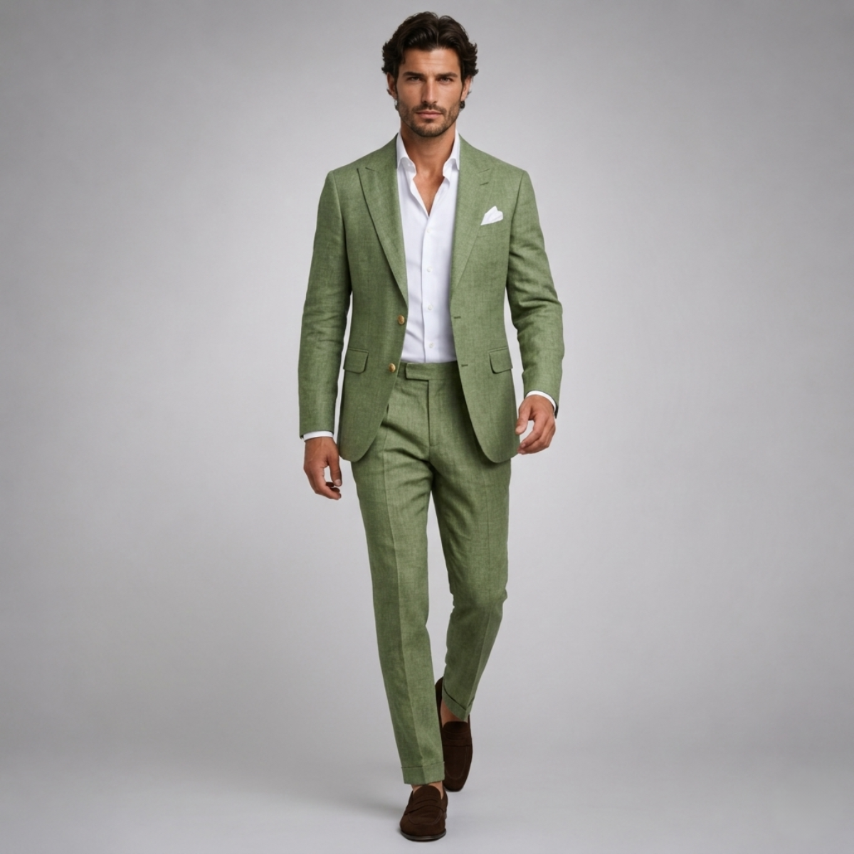Men's Slim Fit Linen 2 Piece Suit