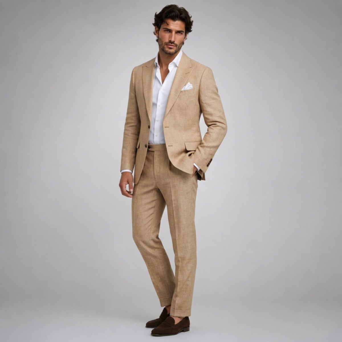 Men's Slim Fit Linen 2 Piece Suit