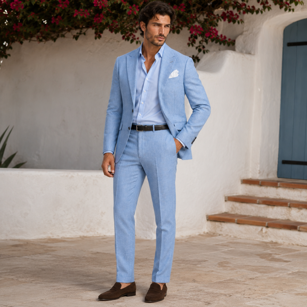 Men's Slim Fit Linen 2 Piece Suit