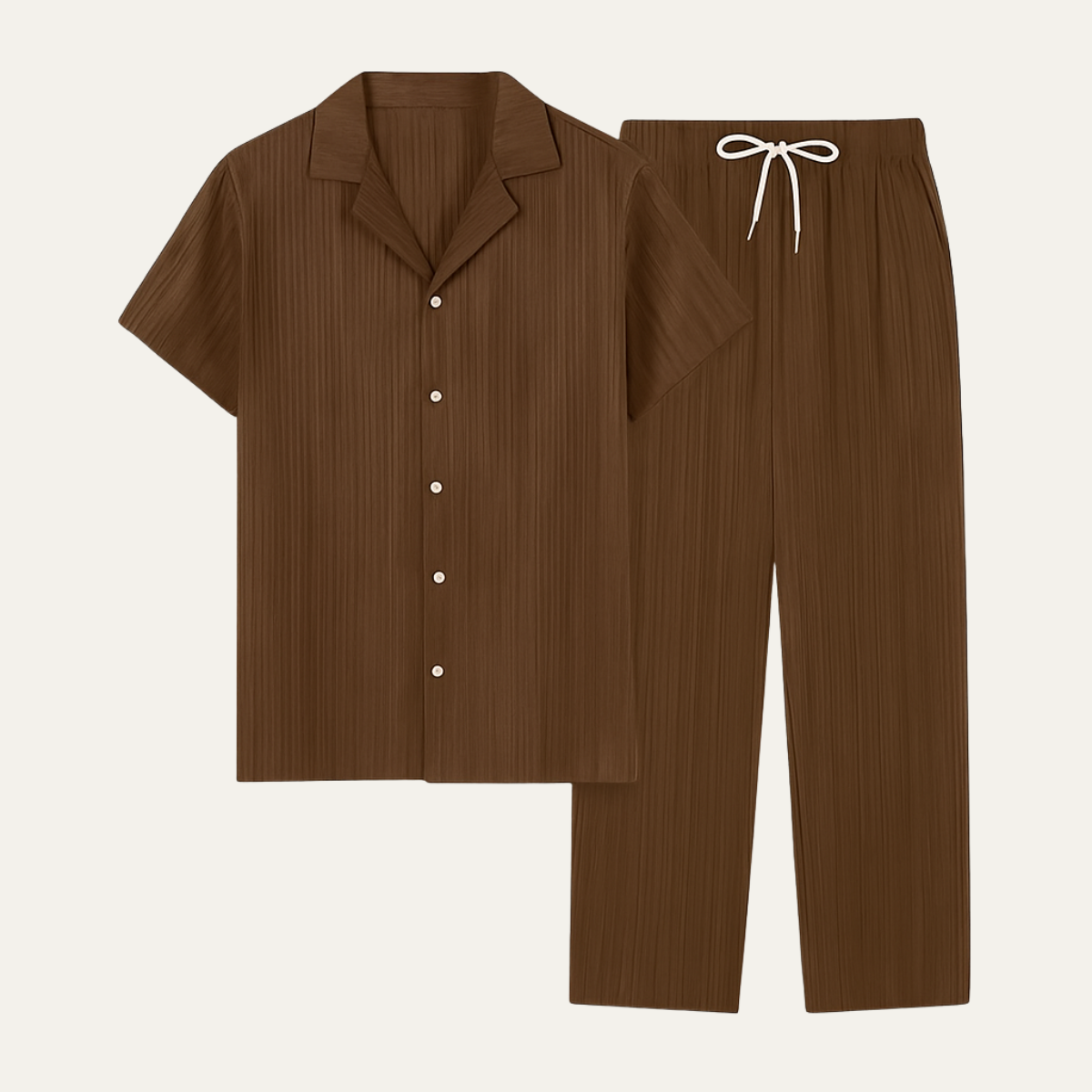 The Amalfi Men's Two Piece Set, Short Sleeve Shirt and Drawstring Trousers
