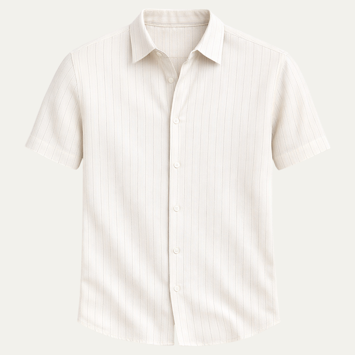Men's Textured Vertical Stripe Short Sleeve Button-Down Shirt