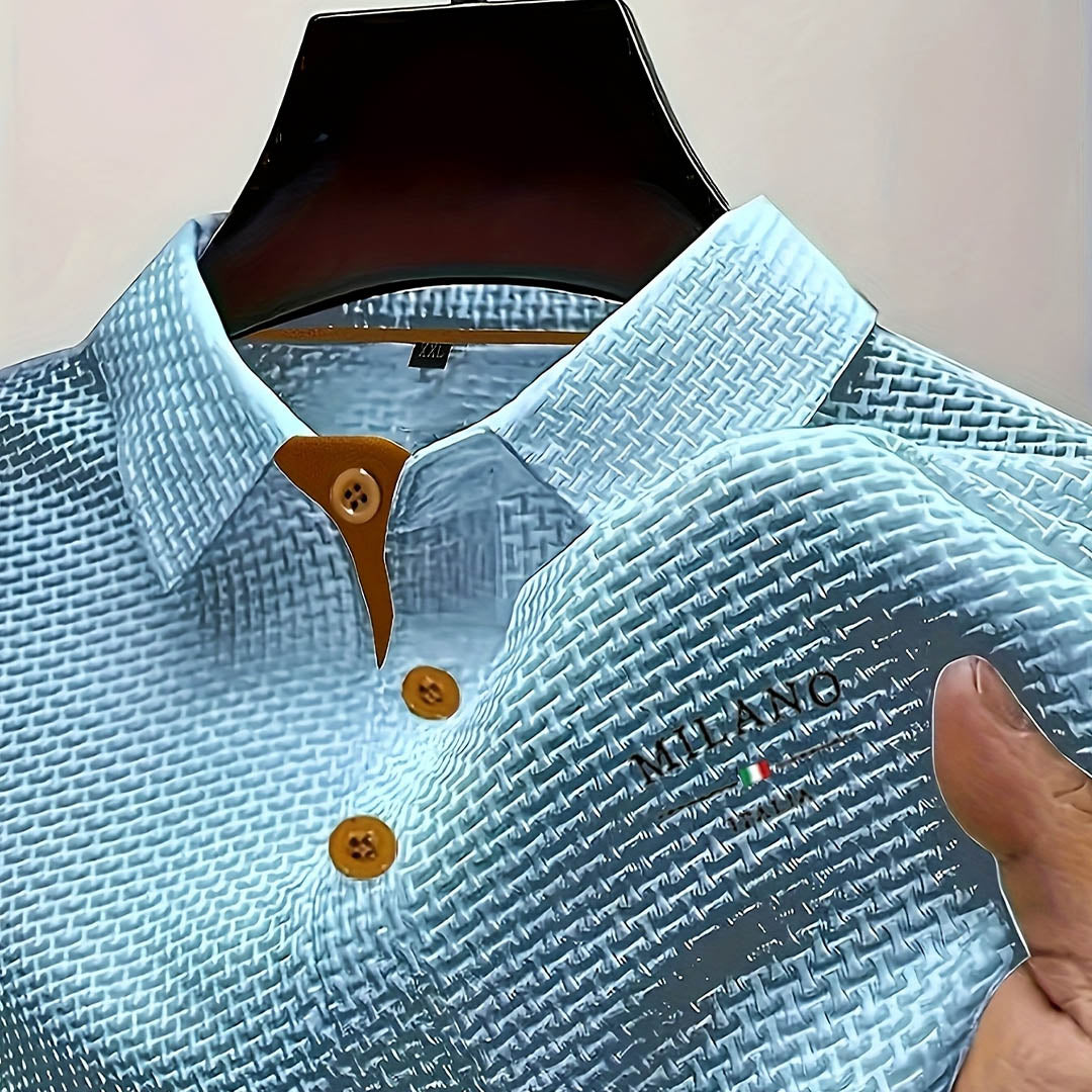 Men's Waffle Knit Short Sleeve Polo Shirt