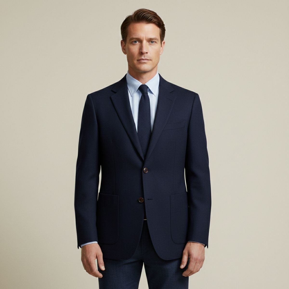 Men’s Herringbone Single-Breasted Wool Tweed Blazer Jacket