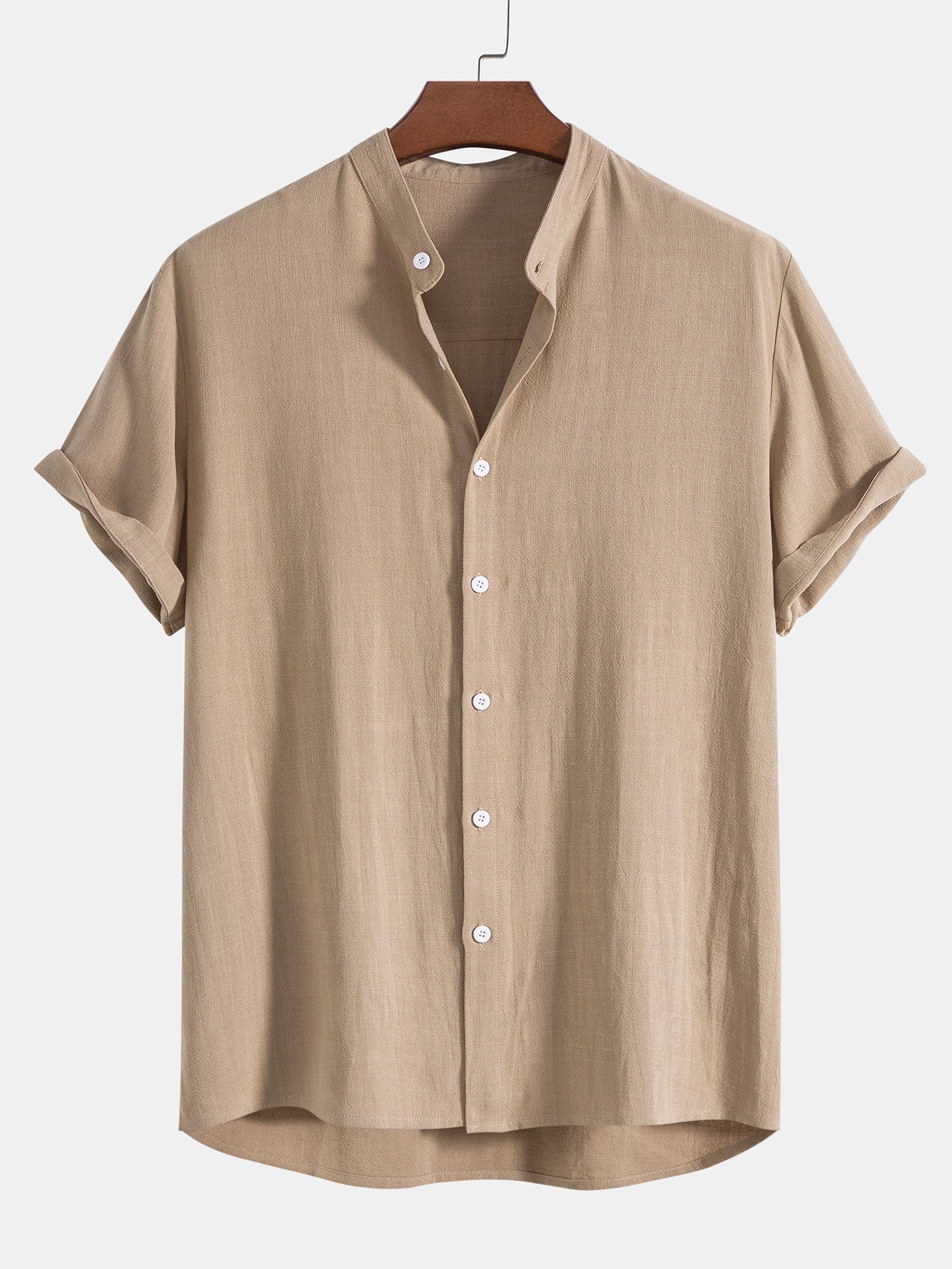 Men's Stand Collar Shirt Trousers Co-ord Set Summer