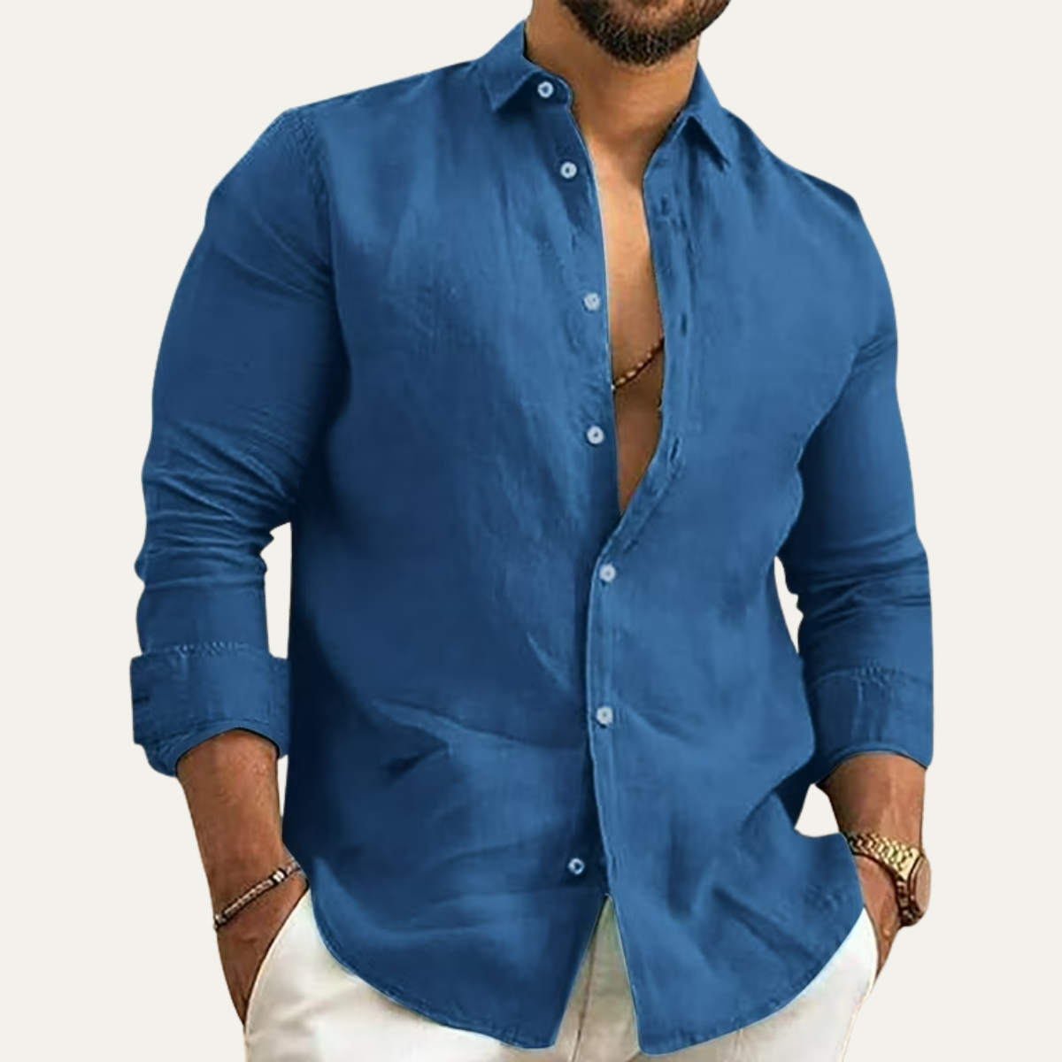 Lucien - Casual Cotton Shirt - Long Sleeve & Button-Front Design