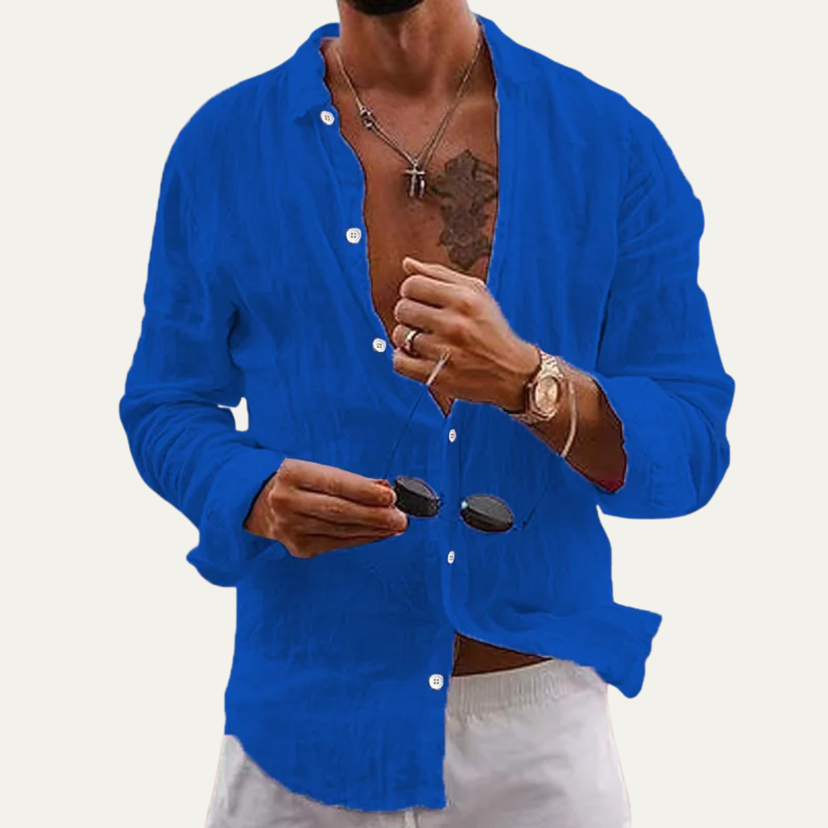 Lucien - Casual Cotton Shirt - Long Sleeve & Button-Front Design