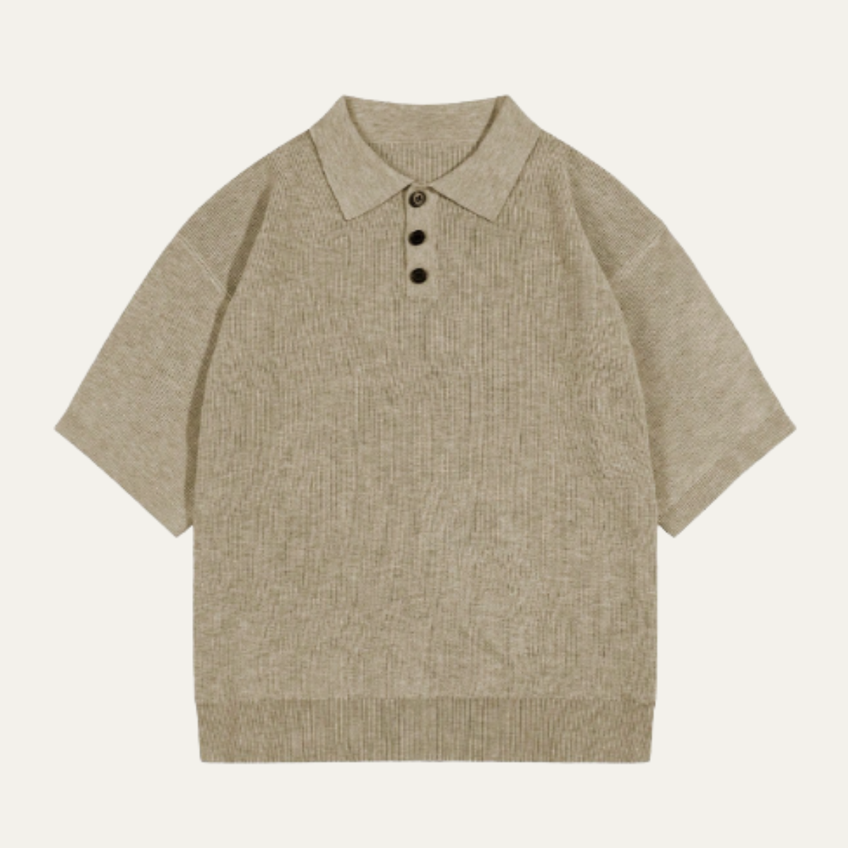 Men's Casual Solid-Knit Short-Sleeve Polo Shirt