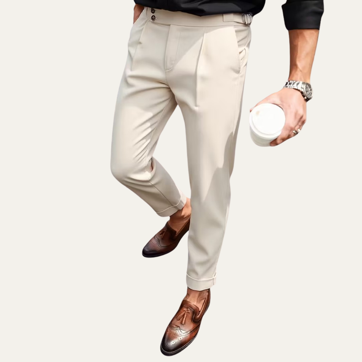 The Whitfield Men's Slim Fit Pleated Dress Trousers