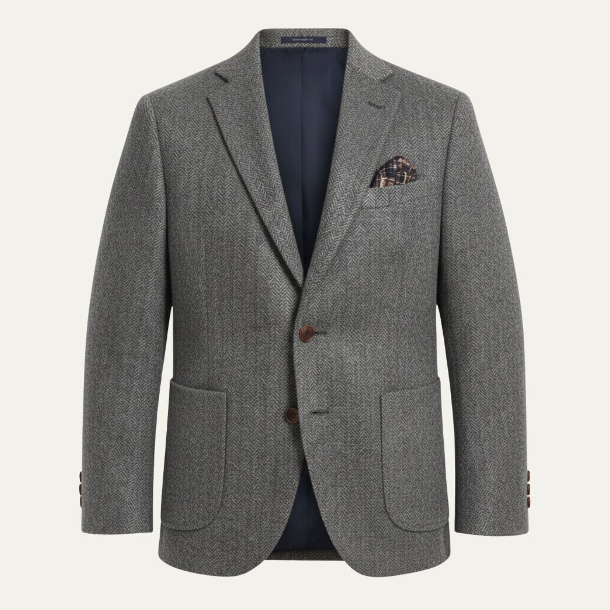 Men’s Herringbone Single-Breasted Wool Tweed Blazer Jacket