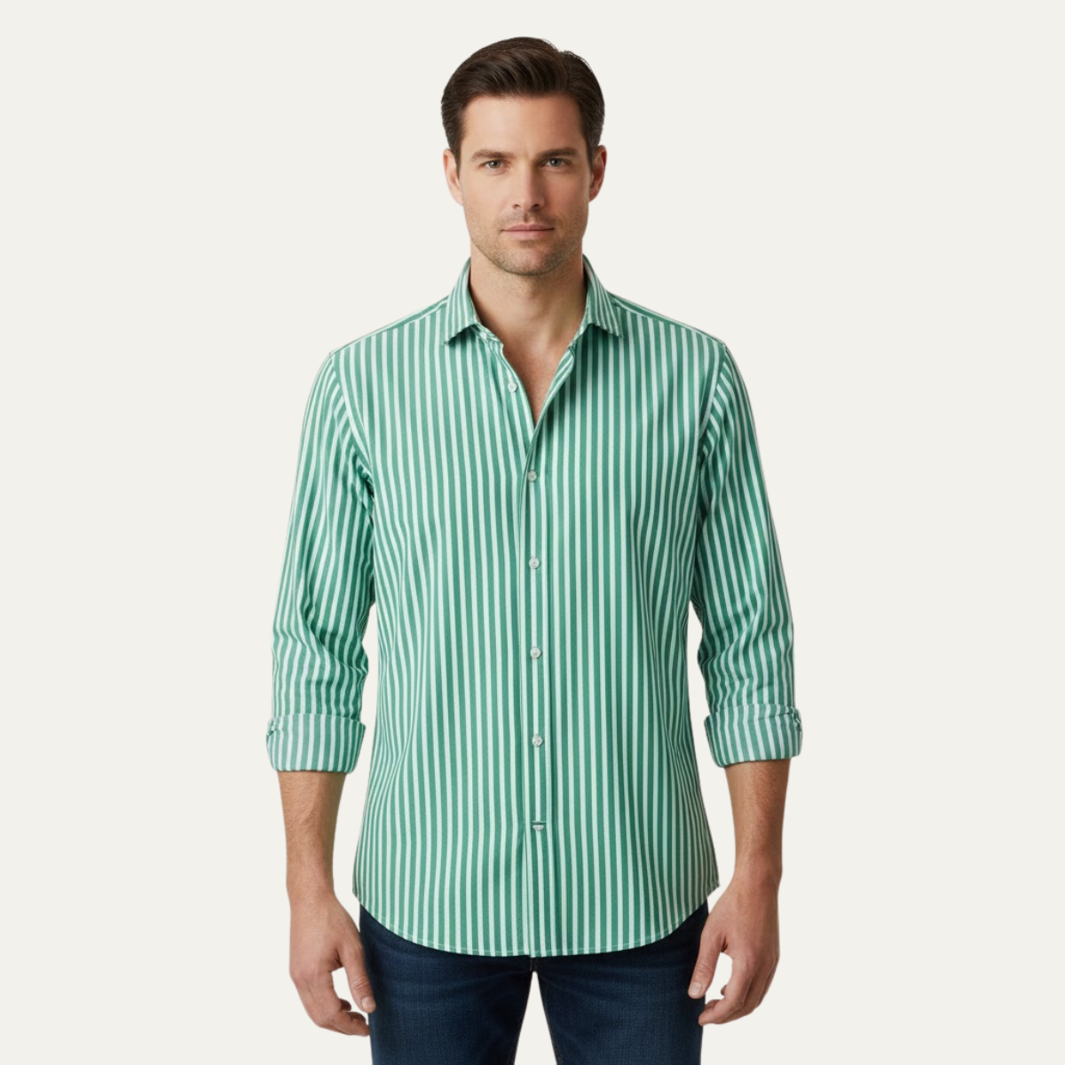 The Cannes Men's Long Sleeve Smart Fit Striped Shirt