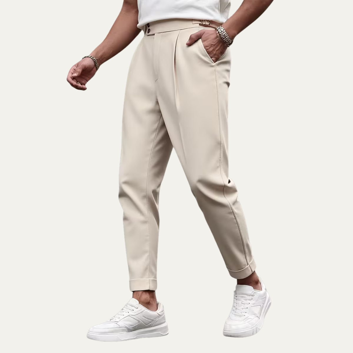 The Whitfield Men's Slim Fit Pleated Dress Trousers