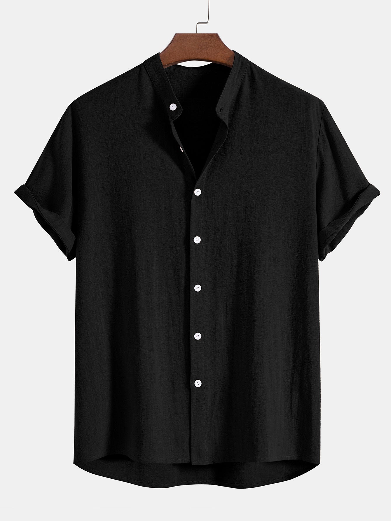 Men's Stand Collar Shirt Trousers Co-ord Set Summer
