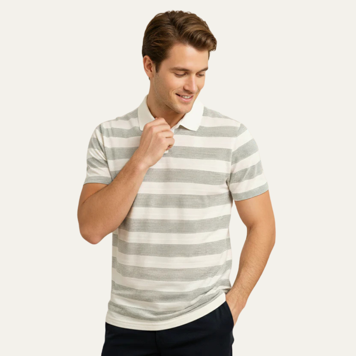 The Avignon Men's Short Sleeve Striped Polo