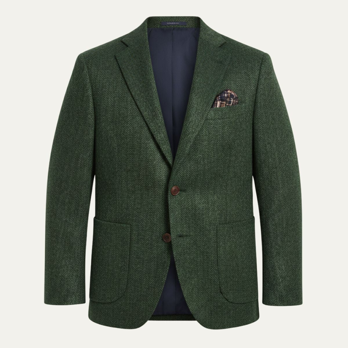 Men’s Herringbone Single-Breasted Wool Tweed Blazer Jacket