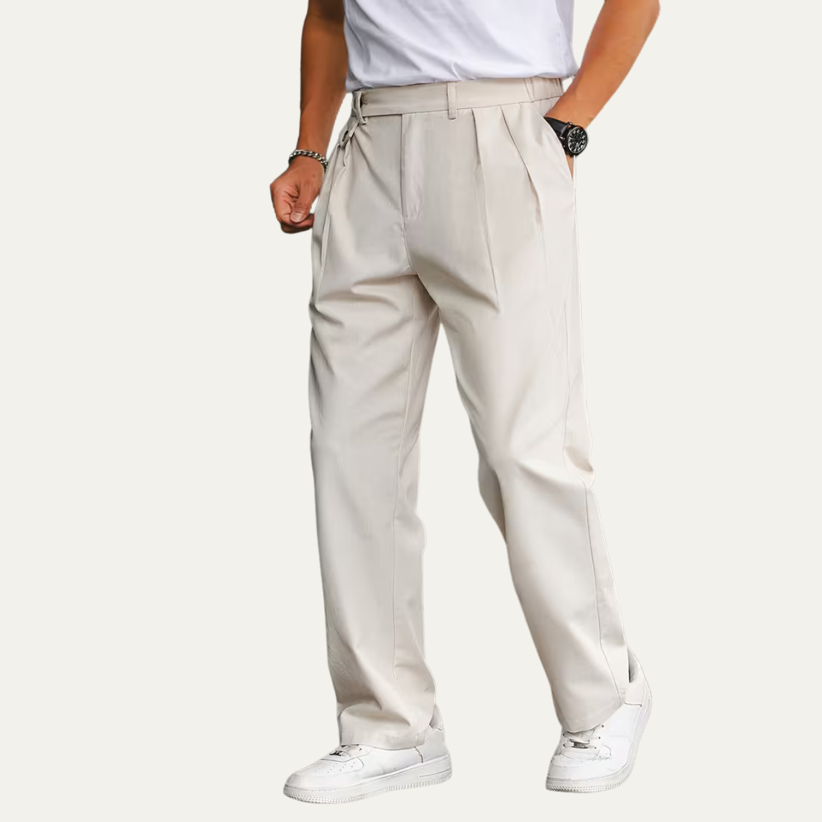 The Dorchester Men's Double Pleat Tailored Dress Trousers
