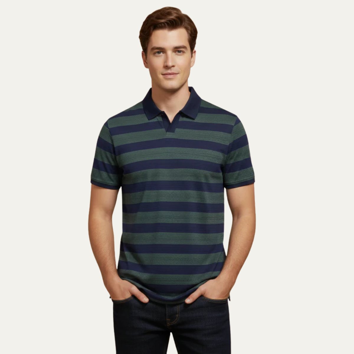 The Avignon Men's Short Sleeve Striped Polo