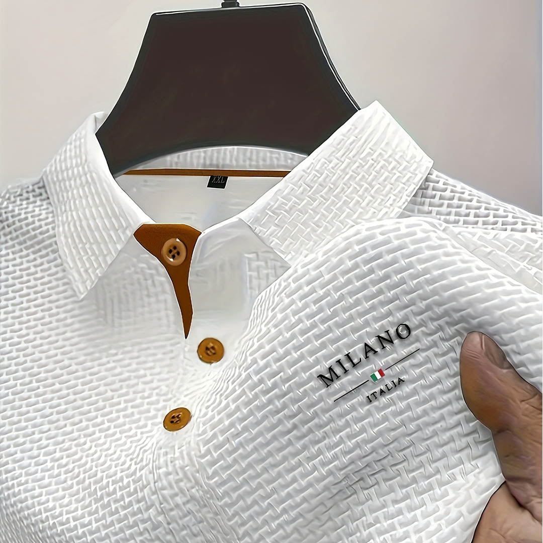 Men's Waffle Knit Short Sleeve Polo Shirt