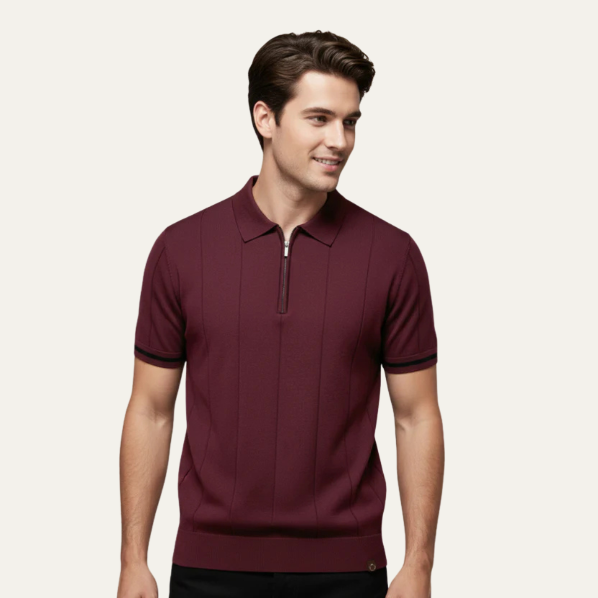 The Geneva Men's Short Sleeve Quarter Zip Polo