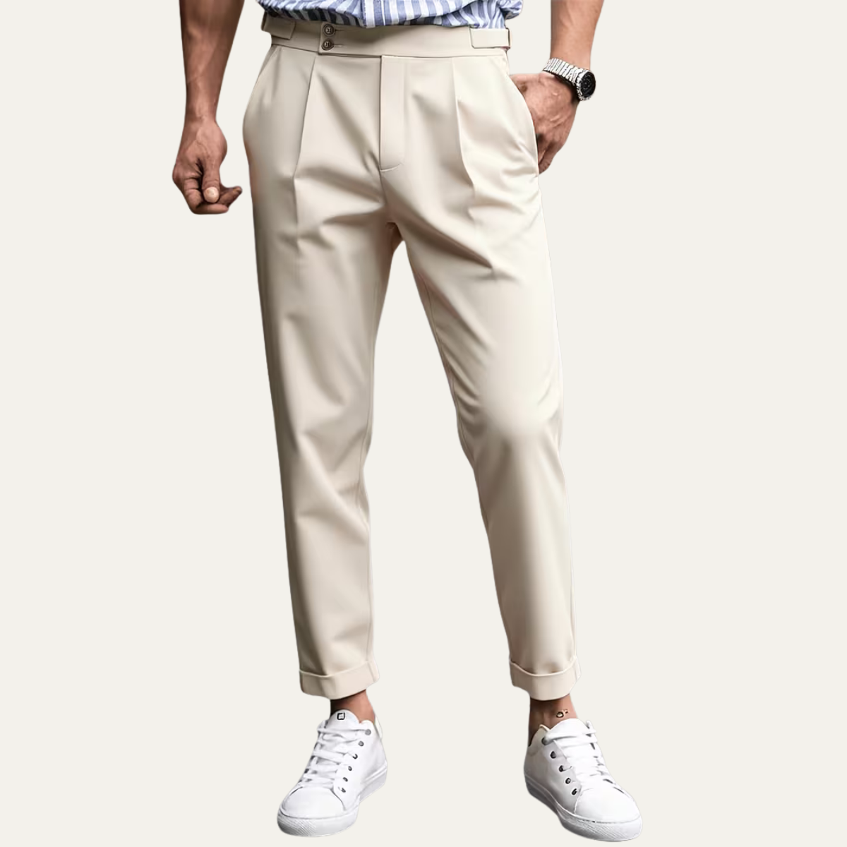 The Whitfield Men's Slim Fit Pleated Dress Trousers