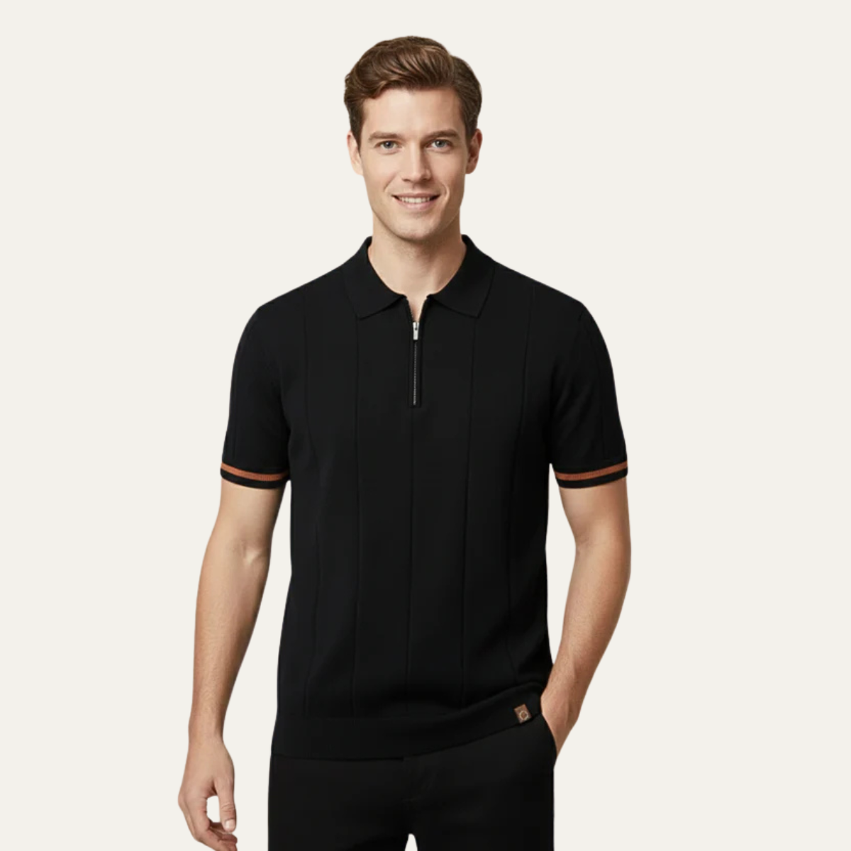 The Geneva Men's Short Sleeve Quarter Zip Polo