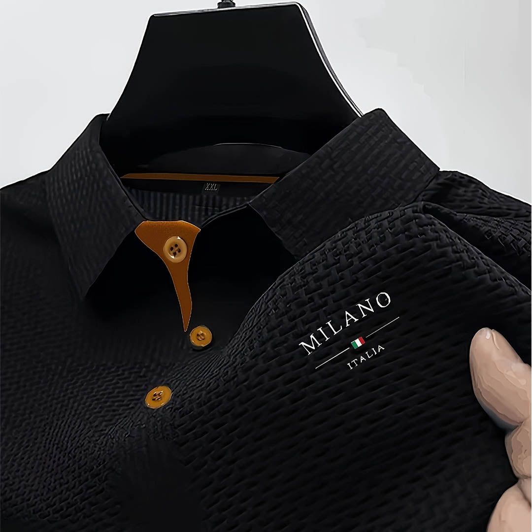 Men's Waffle Knit Short Sleeve Polo Shirt