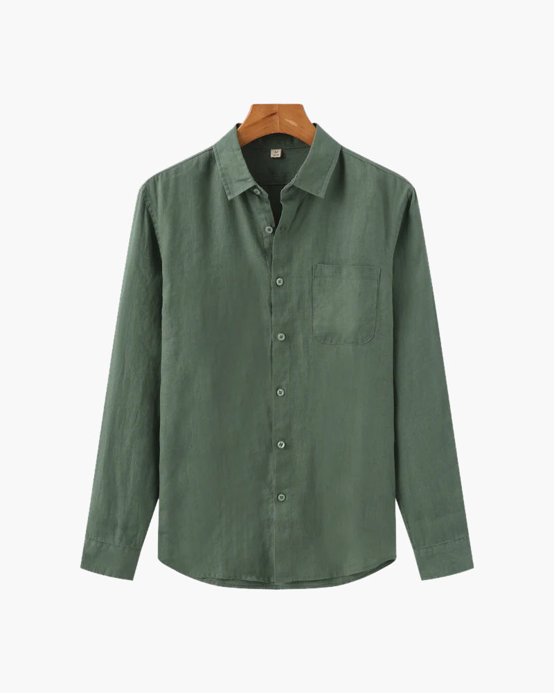 The Bellagio Men's Long Sleeve Linen Look Shirt