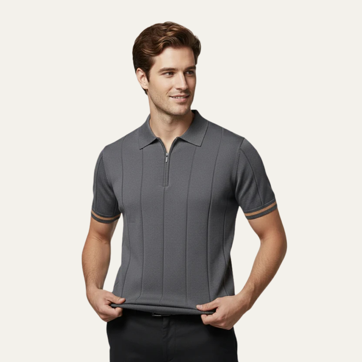 The Geneva Men's Short Sleeve Quarter Zip Polo
