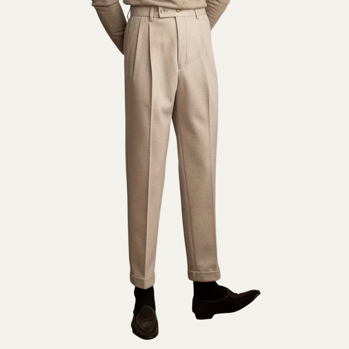 The Salzburg Men's High Waisted Pleated Straight Leg Dress Trousers